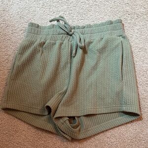 Tractr Ribbed Drawstring Shorts - Sage